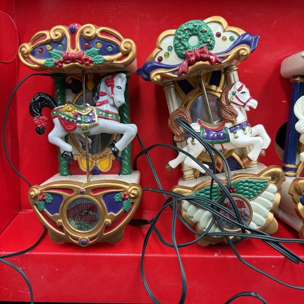 Vtg 1992 Mr Christmas Holiday Carousel Musical Set Of 4 Read !‎